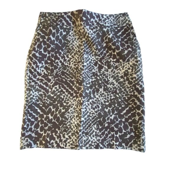 Loft Gray Animal Print Pencil Skirt Size 2 - Picture 2 of 6